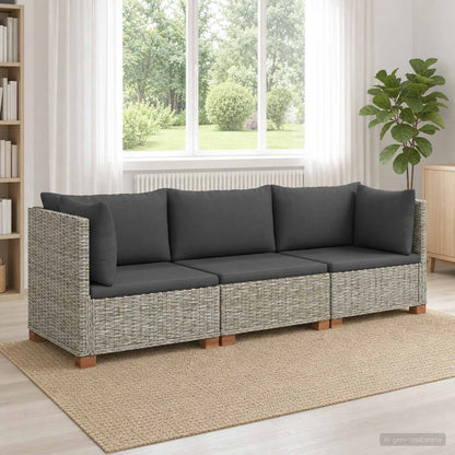 3 pcs Rattan Lounge Set with Cushions GENDT Natural Rattan