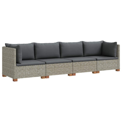 4 pcs Rattan Lounge Set with Cushions GENDT Natural Rattan