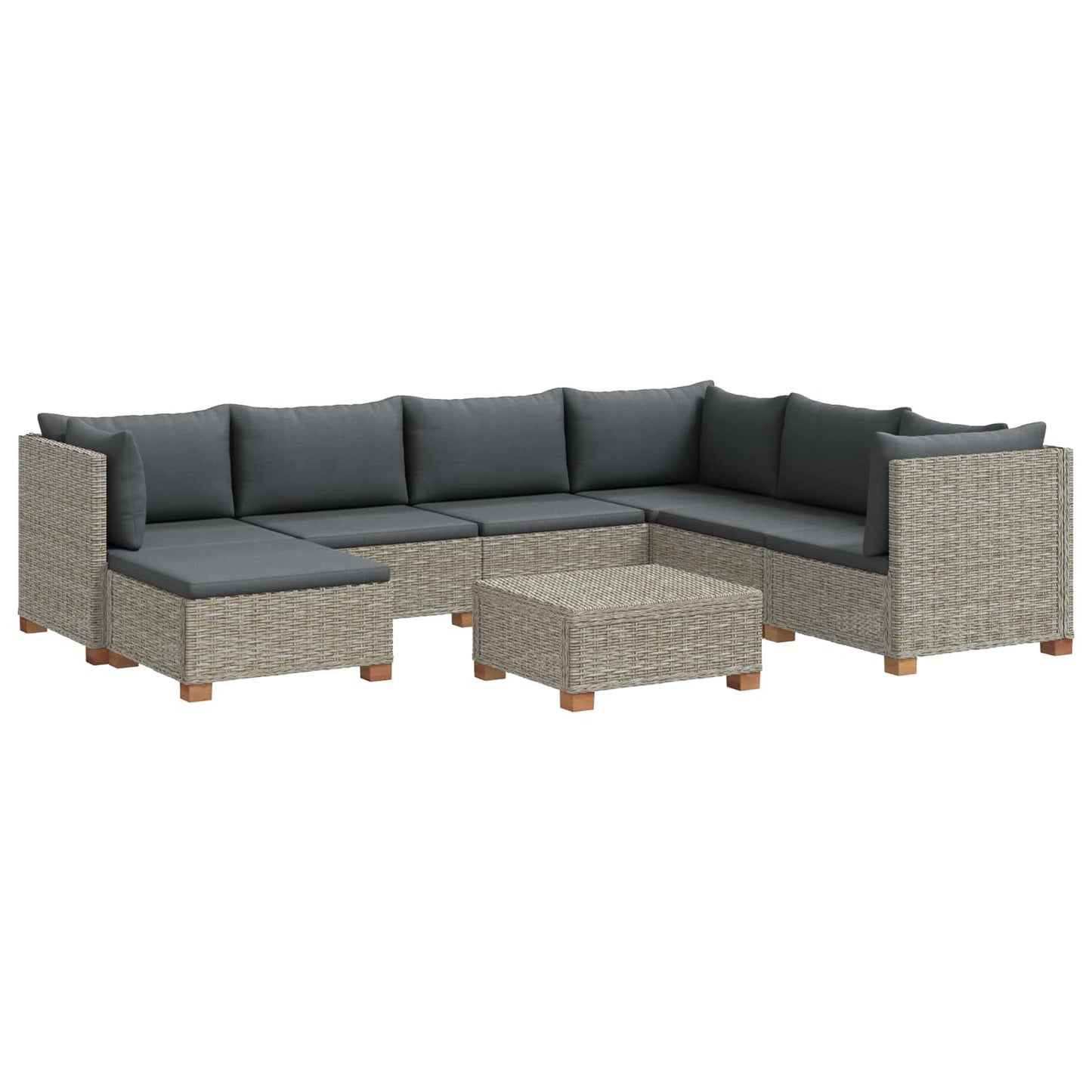 8 pcs Rattan Lounge Set with Cushions GENDT Natural Rattan