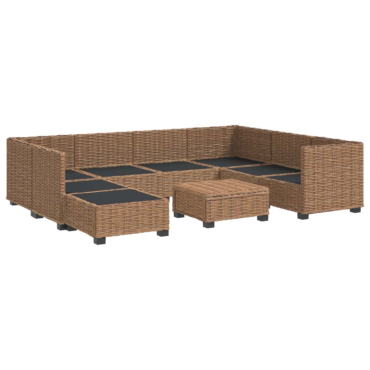 9 pcs Rattan Lounge Set with Cushions GENDT Natural Rattan