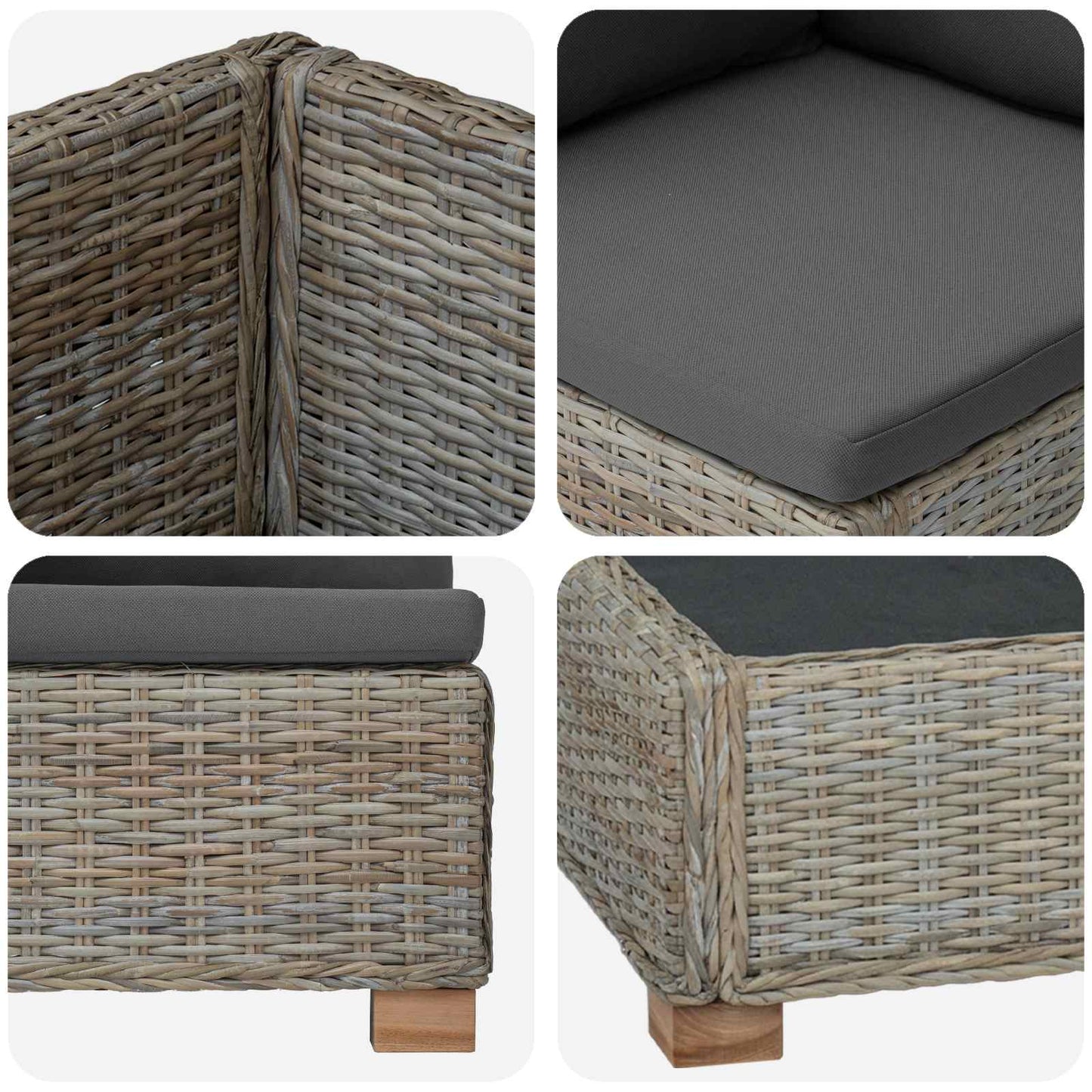 9 pcs Rattan Lounge Set with Cushions GENDT Natural Rattan