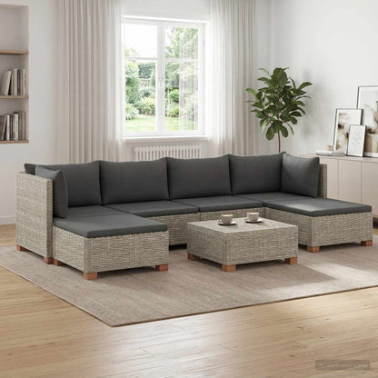 7 pcs Rattan Lounge Set with Cushions GENDT Natural Rattan