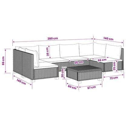7 pcs Rattan Lounge Set with Cushions GENDT Natural Rattan