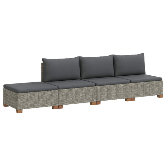 4 pcs Rattan Lounge Set with Cushions GENDT Natural Rattan