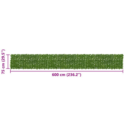 Balcony Screen with Leaves Green and Yellow 600 x 75 cm
