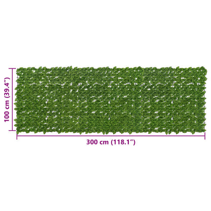 Balcony Screen with Leaves Green and Yellow 300 x 100 cm