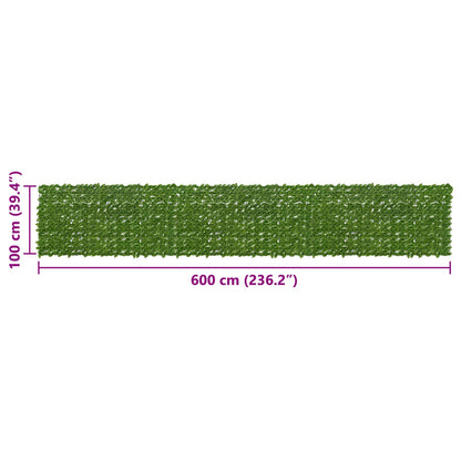 Balcony Screen with Leaves Green and Yellow 600 x 100 cm