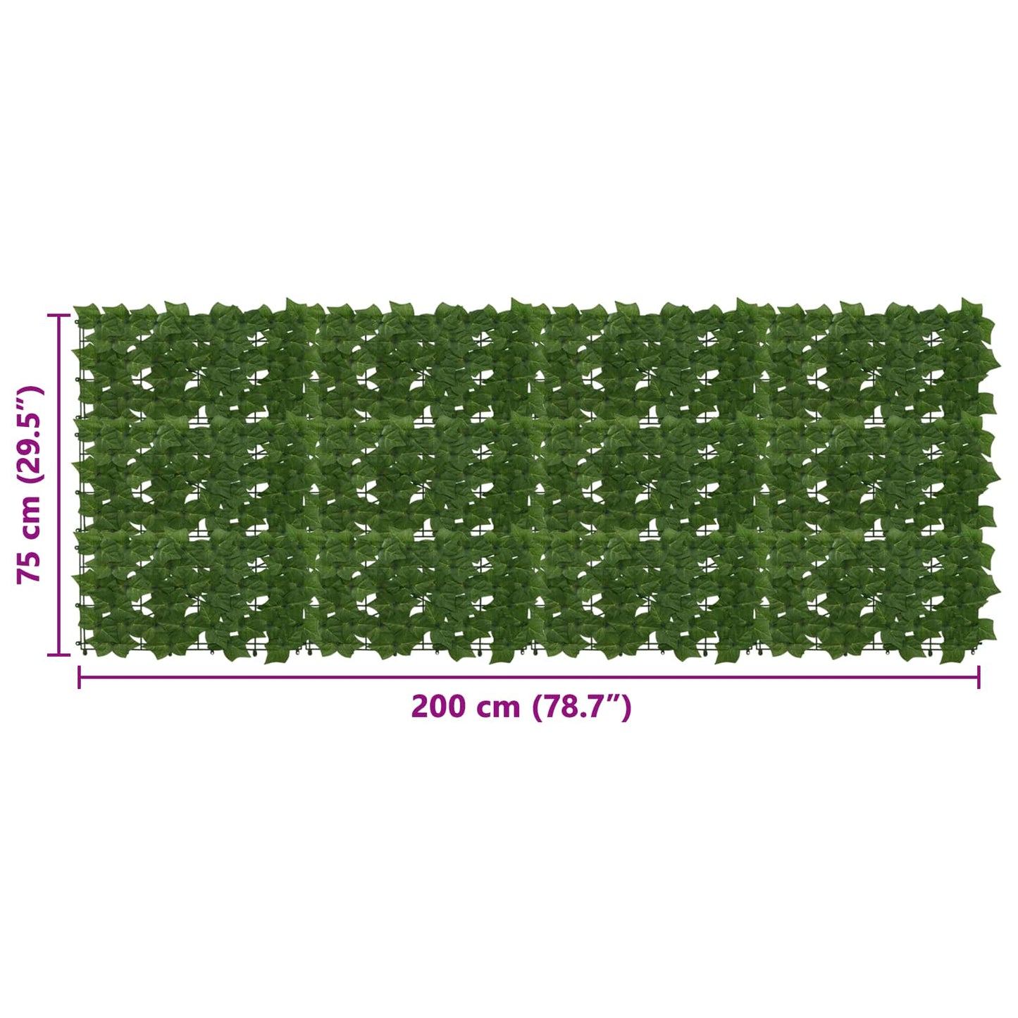 Balcony Screen with Leaves Green 200 x 75 cm
