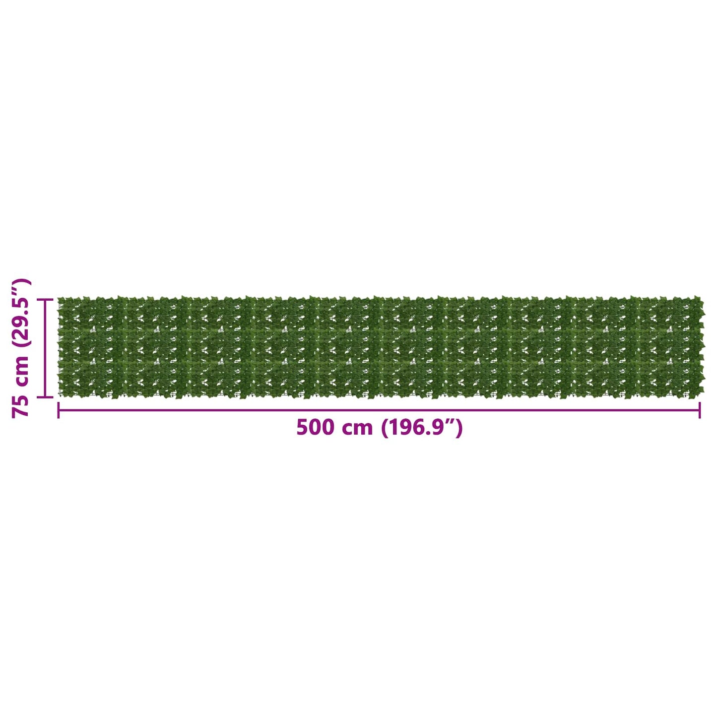 Balcony Screen with Leaves Green 500 x 75 cm