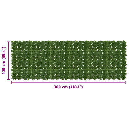 Balcony Screen with Leaves Green 300 x 100 cm