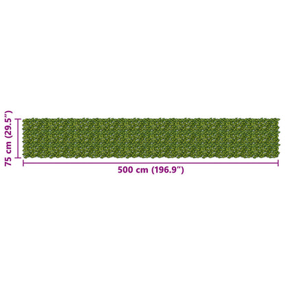 Balcony Screen with Leaves Green and Yellow 500 x 75 cm