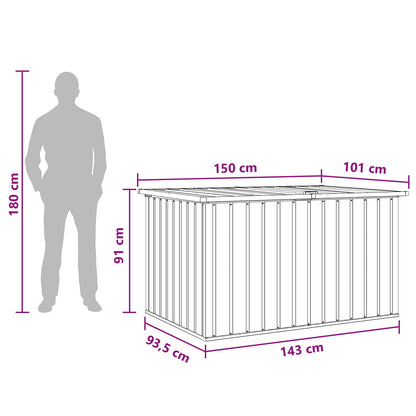Outdoor Storage Box Galvanised Steel 150 x 101 x 91 cm Wood