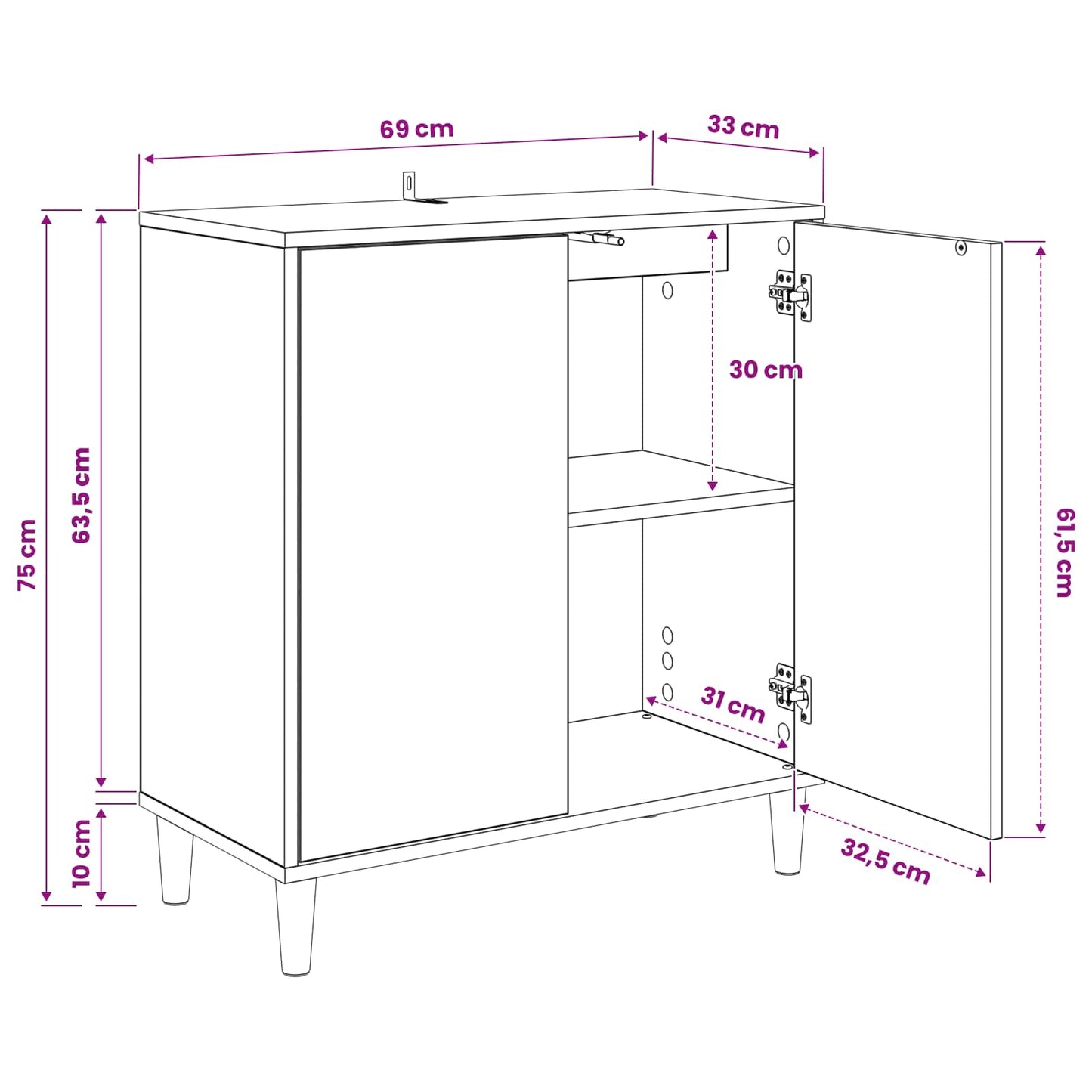 Sideboard GELEEN Sonoma 69 x 33 x 75 cm Engineered Wood