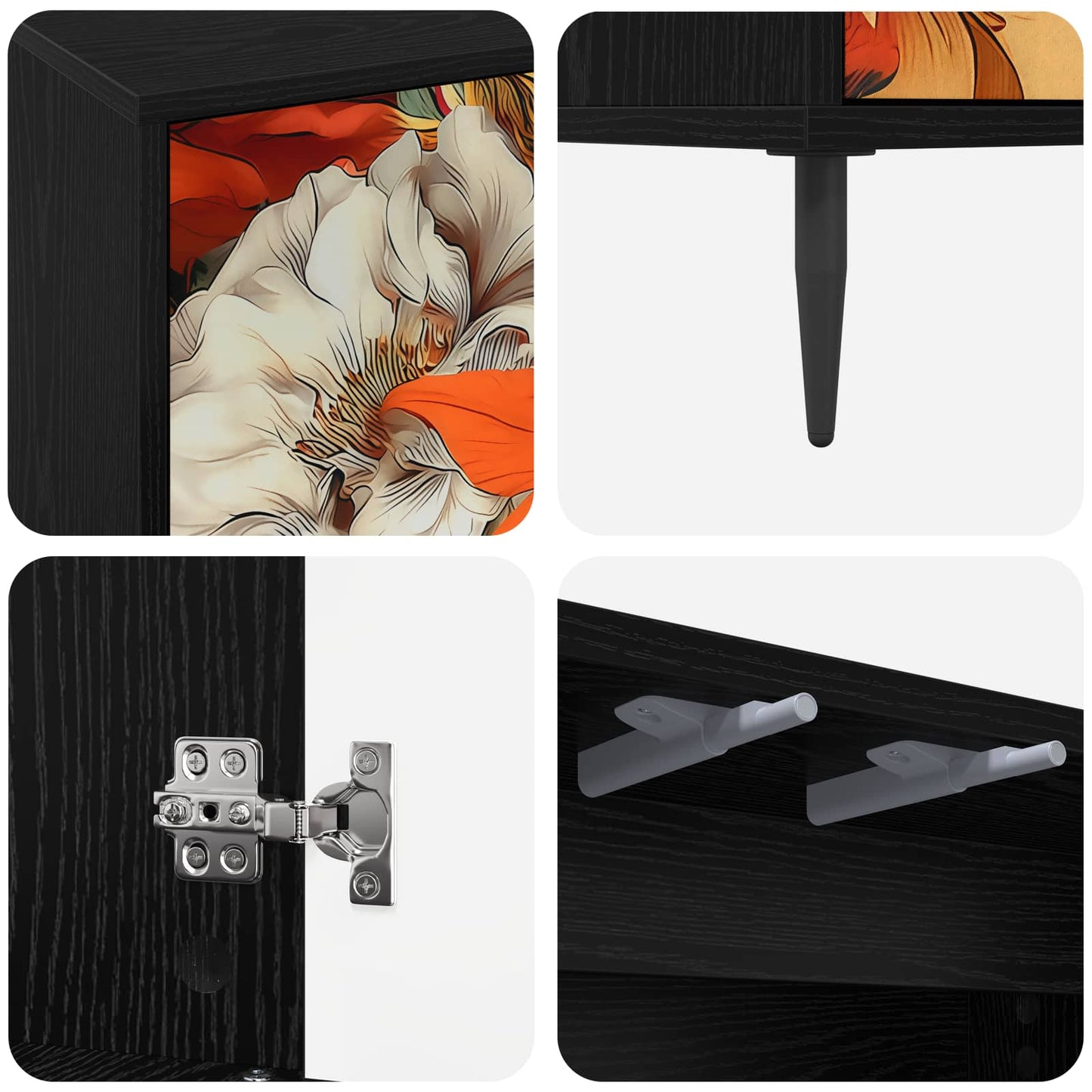 Sideboard GENNEP Black Oak 102 x 33 x 76 cm Engineered Wood