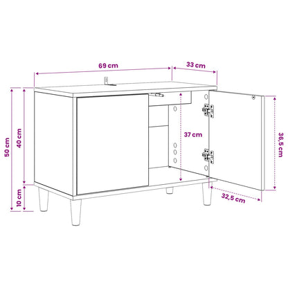 TV Cabinet GELEEN 69 x 33 x 50.5 cm Black Oak Engineered Wood