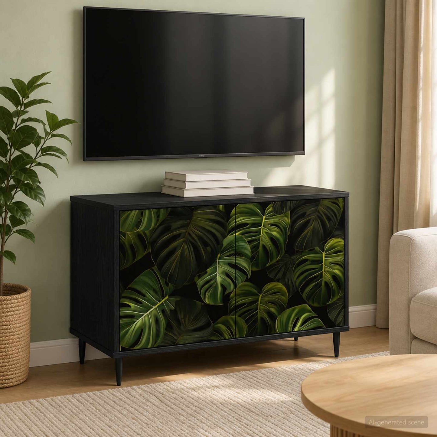 TV Cabinet ELBURG 69 x 33 x 50.5 cm Black Oak Engineered Wood