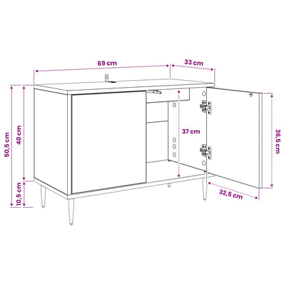 TV Cabinet ESSEN 69 x 33 x 50.5 cm Black Oak Engineered Wood