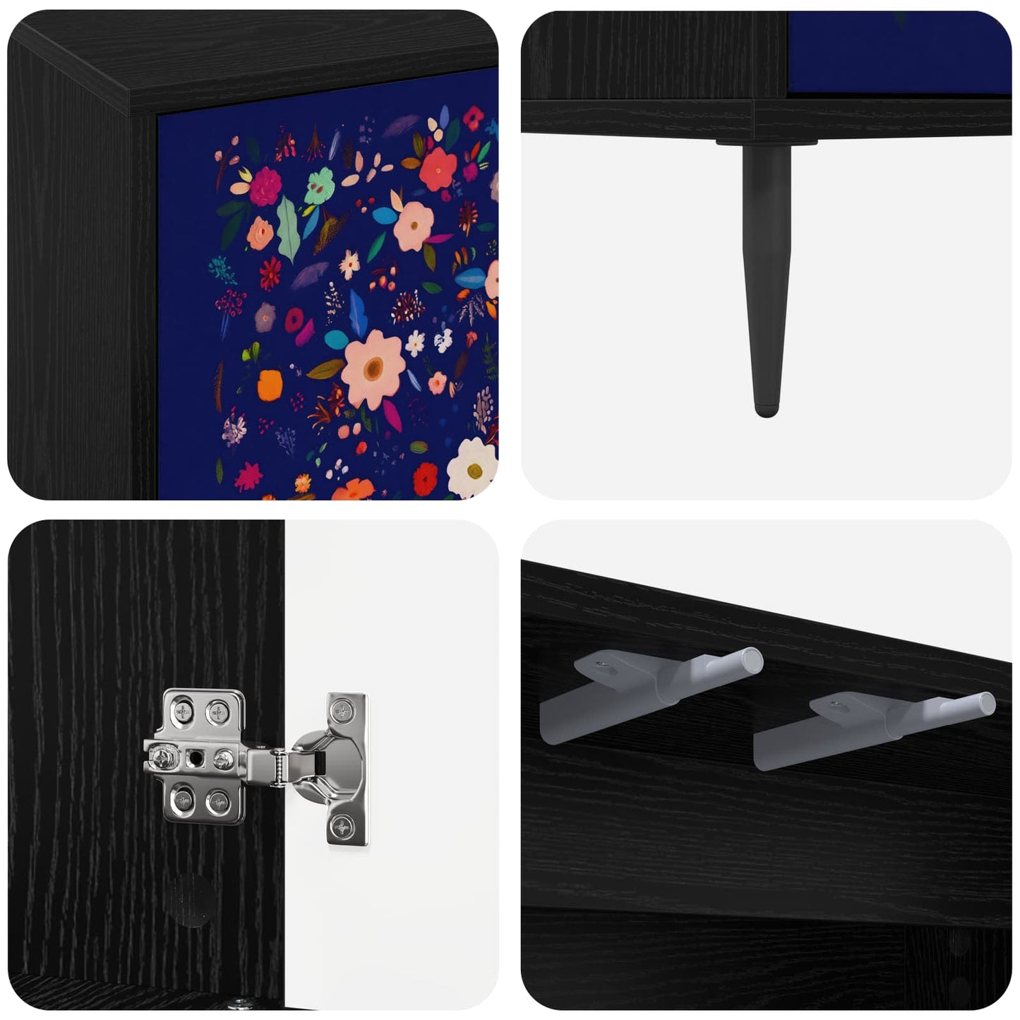 TV Cabinet MAINZ 69 x 33 x 50.5 cm Black Oak Engineered Wood