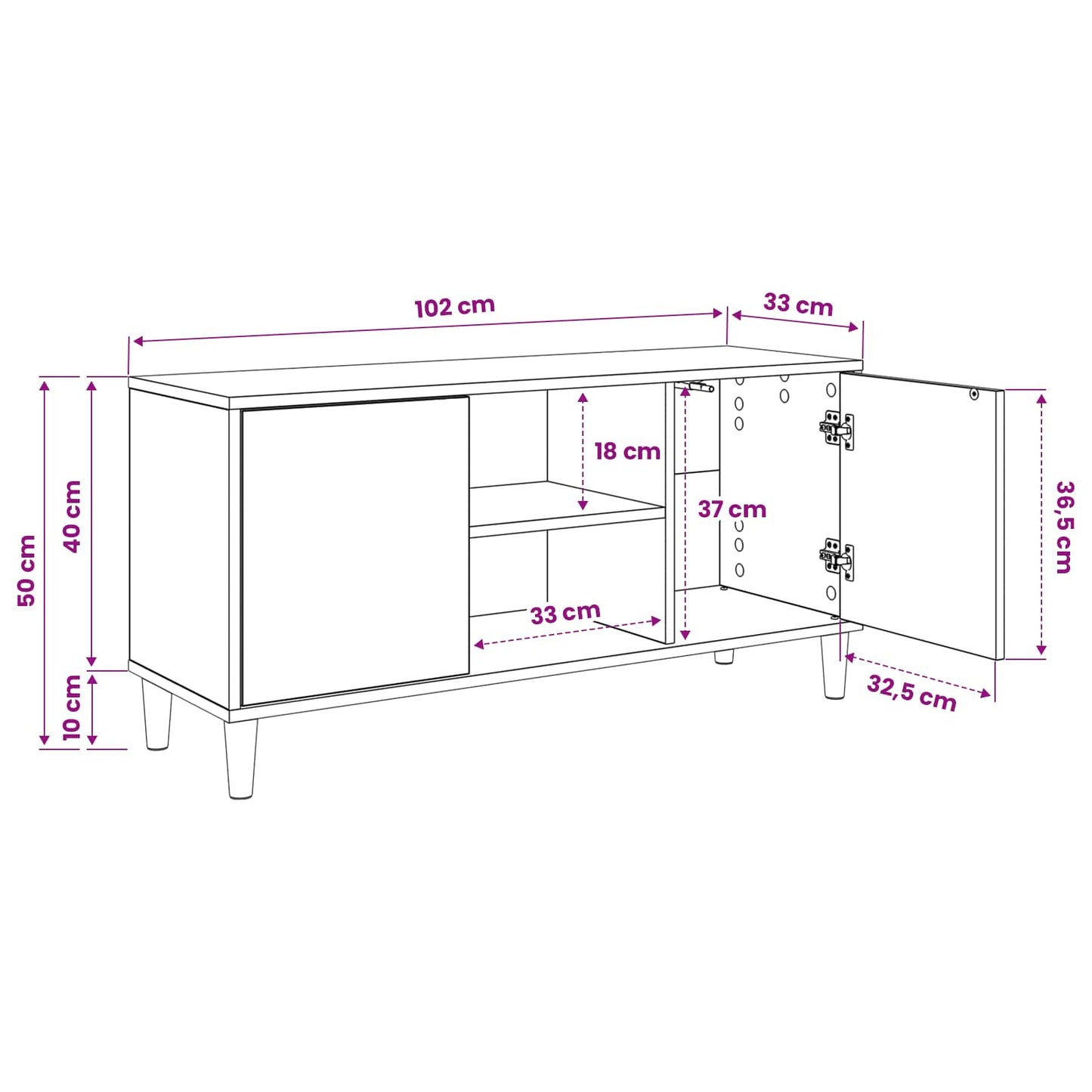 TV Cabinet BORNE 102 x 33 x 50 cm Sonoma Engineered Wood