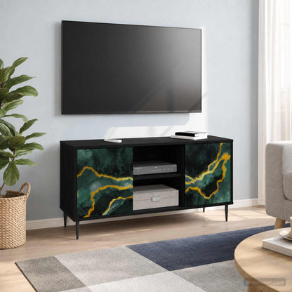 TV Cabinet WIJHE 102 x 33 x 51 cm Black Oak Engineered Wood
