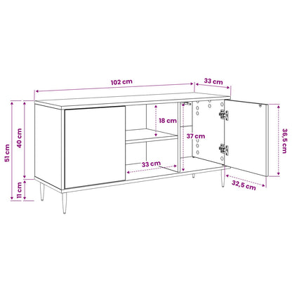 TV Cabinet ESSEN 102 x 33 x 51 cm Black Oak Engineered Wood