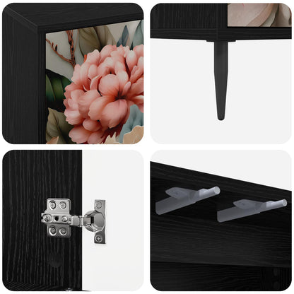 TV Cabinet BORNE 102 x 33 x 51 cm Black Oak Engineered Wood
