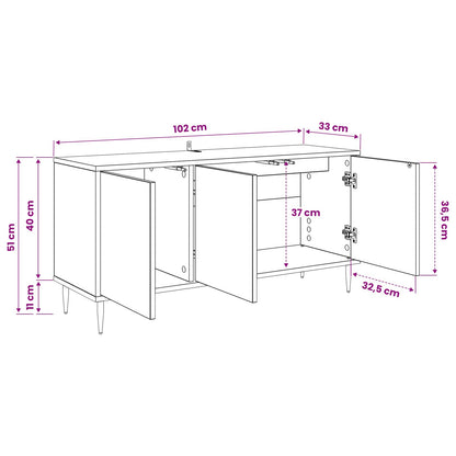 TV Cabinet BORNE 102 x 33 x 51 cm Black Oak Engineered Wood