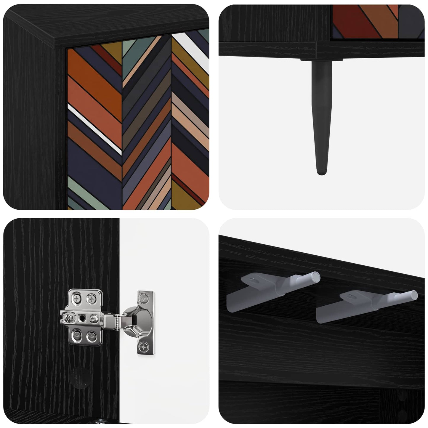 TV Cabinet OMMEN 102 x 33 x 51 cm Black Oak Engineered Wood