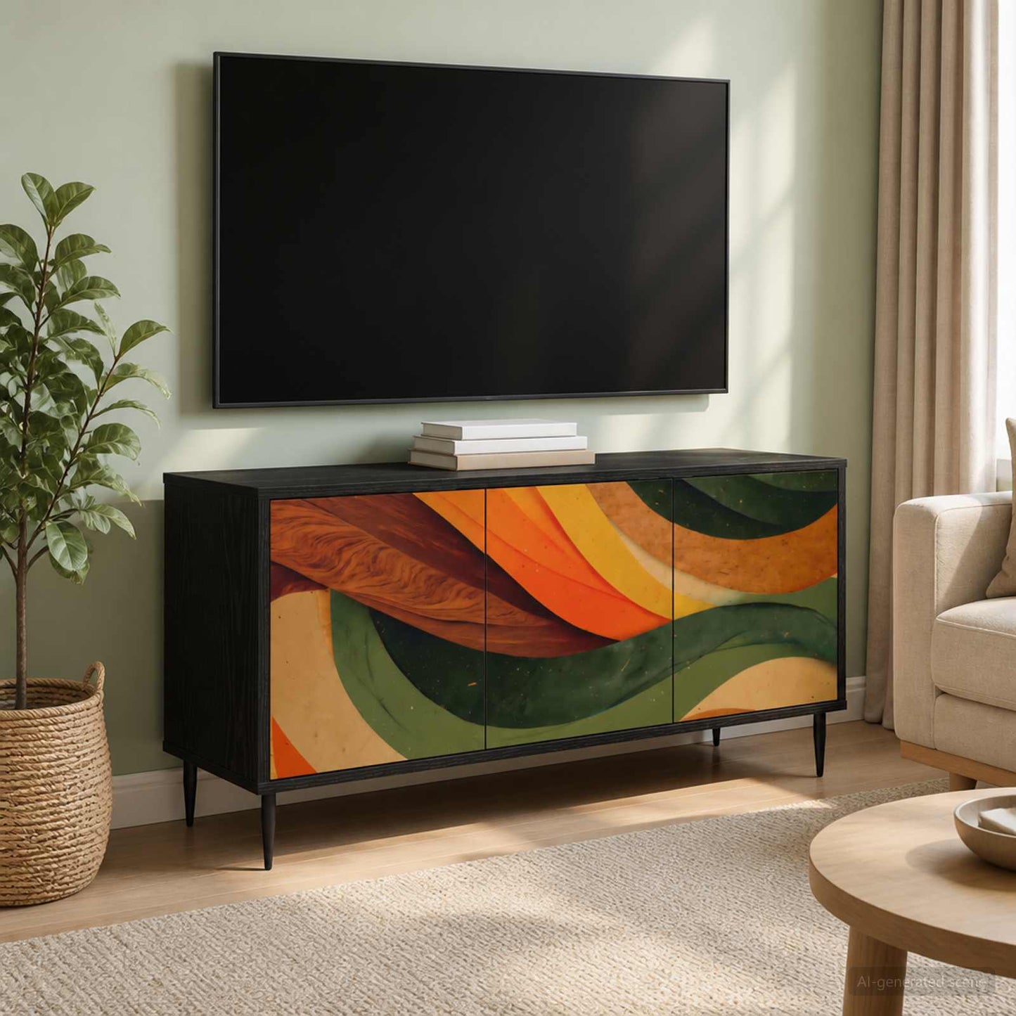 TV Cabinet BONN 102 x 33 x 51 cm Black Oak Engineered Wood