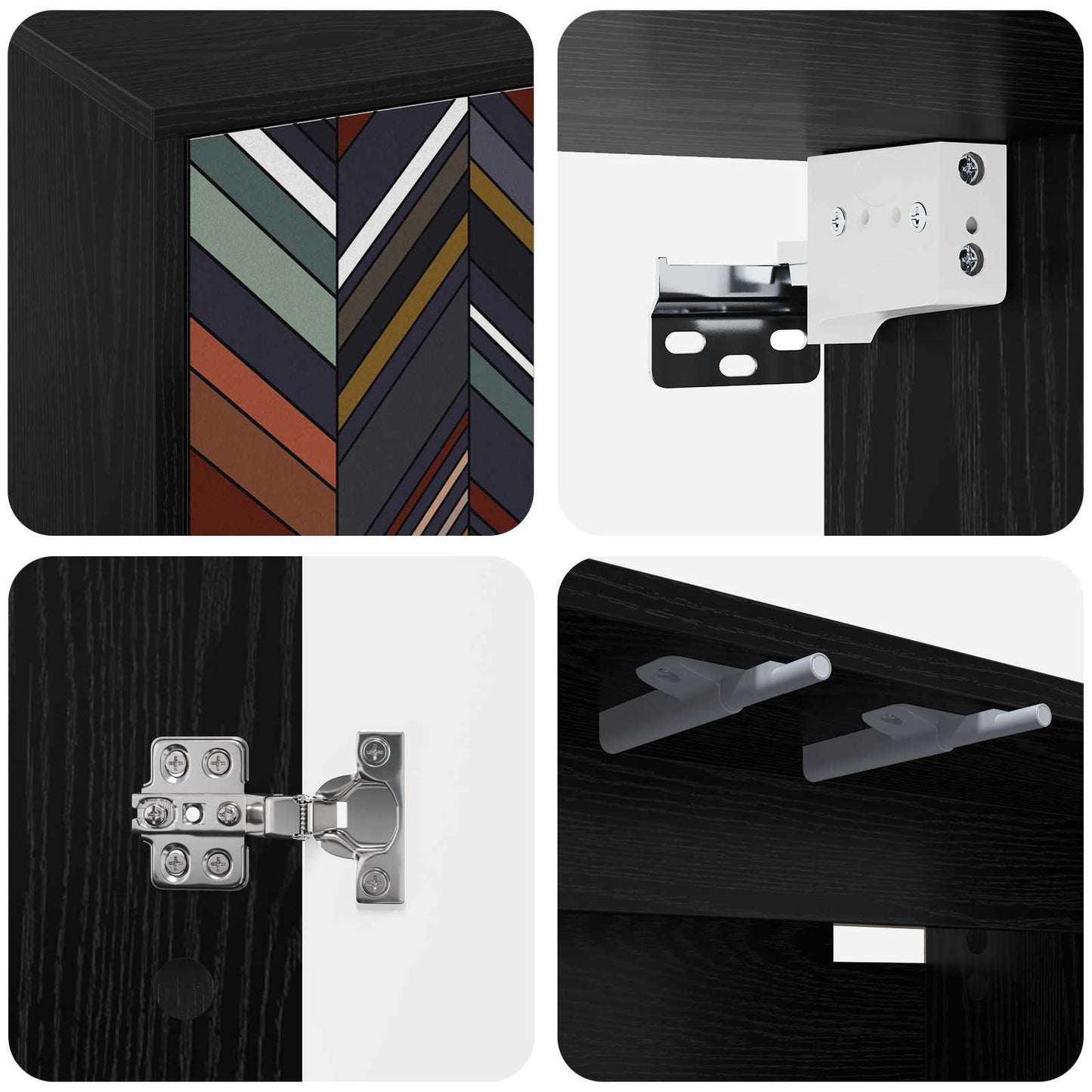 Wall-mounted TV Cabinet OMMEN 69 x 33 x 40 cm Black Oak