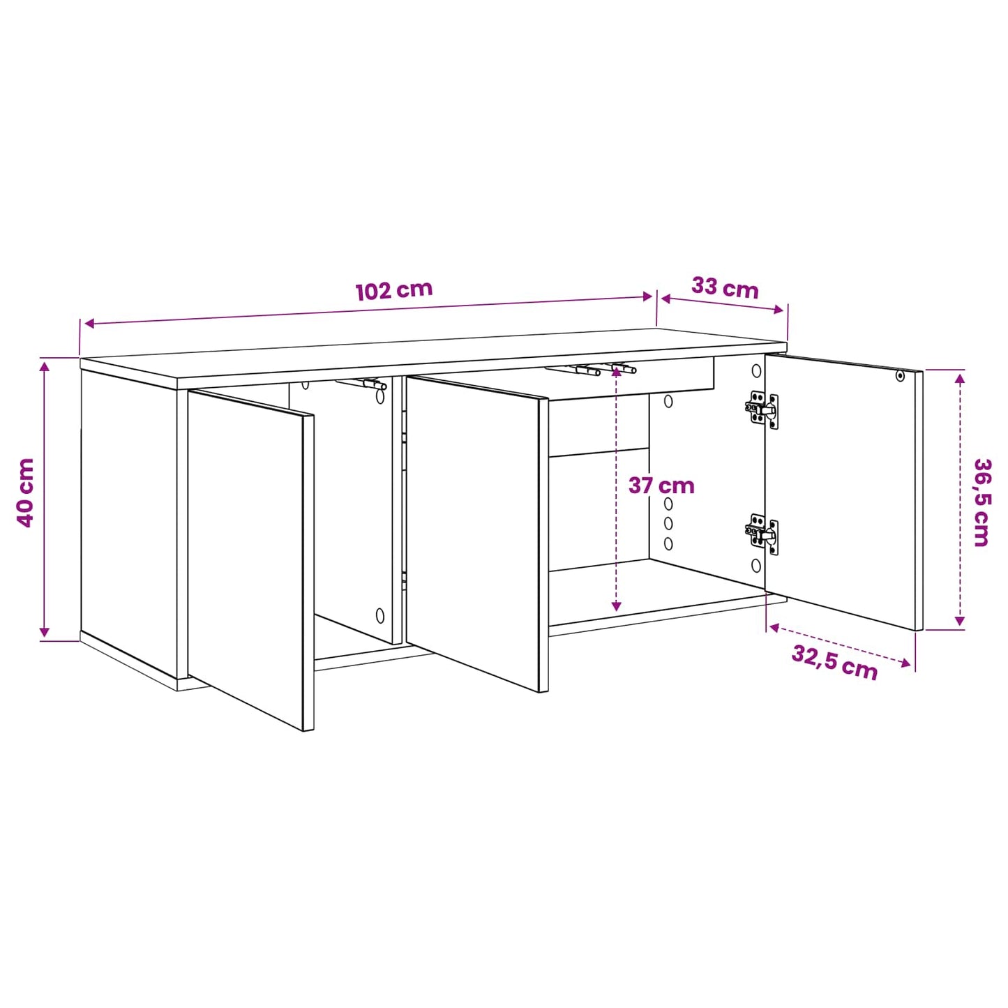 Wall-mounted TV Cabinet WIJHE 102 x 33 x 40 cm Black Oak
