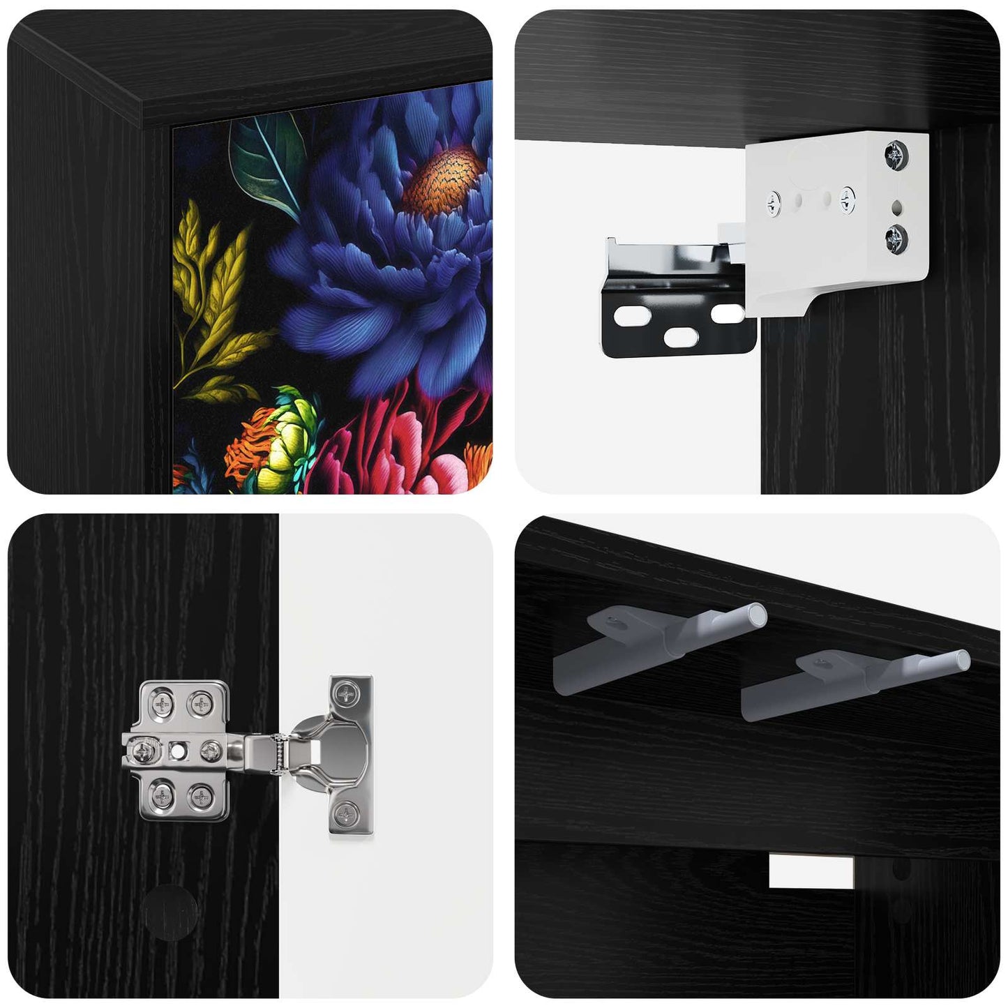 Wall-mounted TV Cabinet KIEL 102 x 33 x 40 cm Black Oak