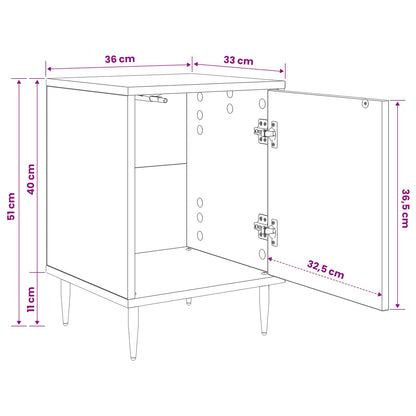 Bedside Cabinet RHENEN Black Oak 36 x 33 x 51 cm