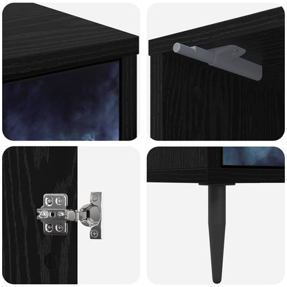 Bedside Cabinet RAALTE 2 pcs Black Oak 36 x 33 x 51 cm