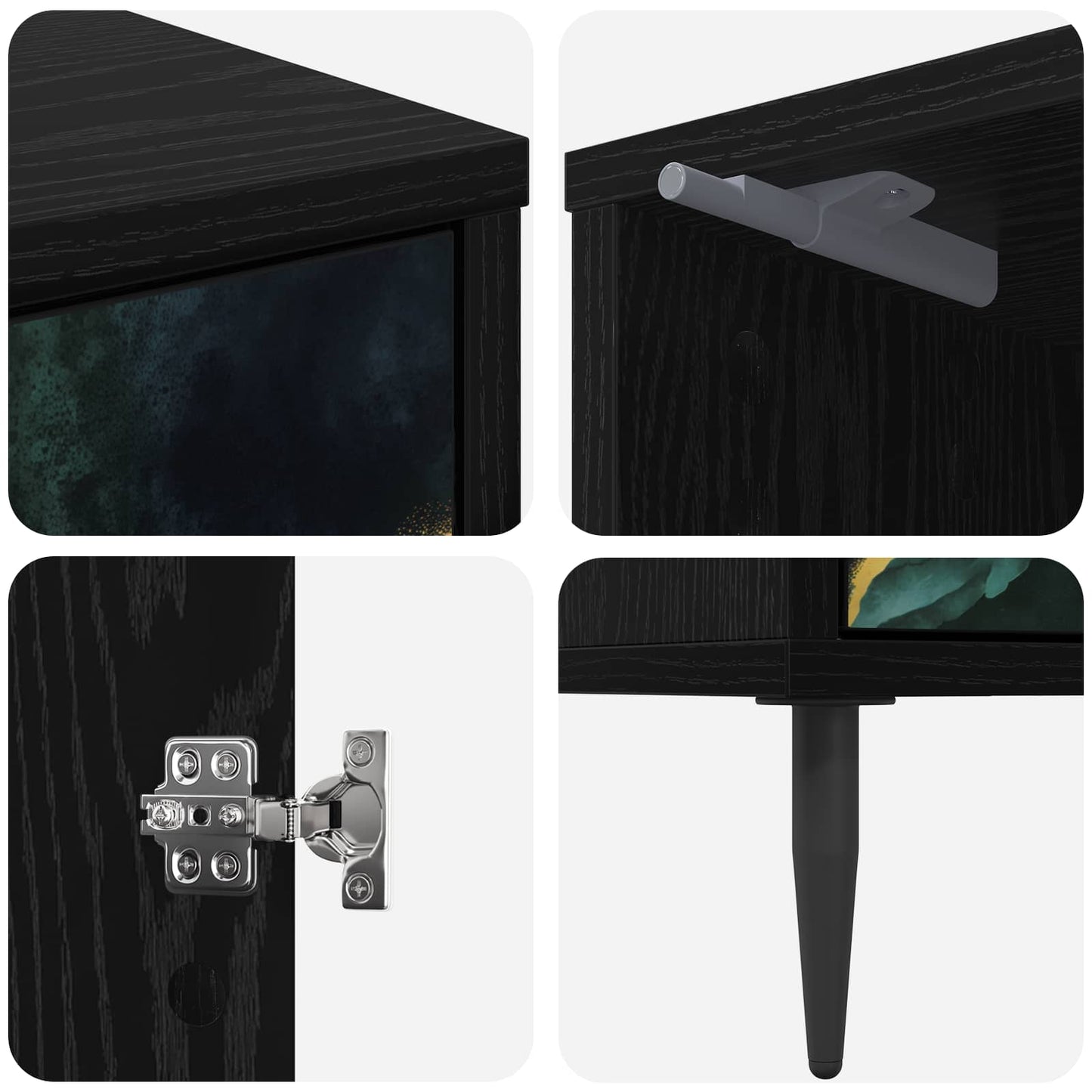 Bedside Cabinet WIJHE 2 pcs Black Oak 36 x 33 x 51 cm