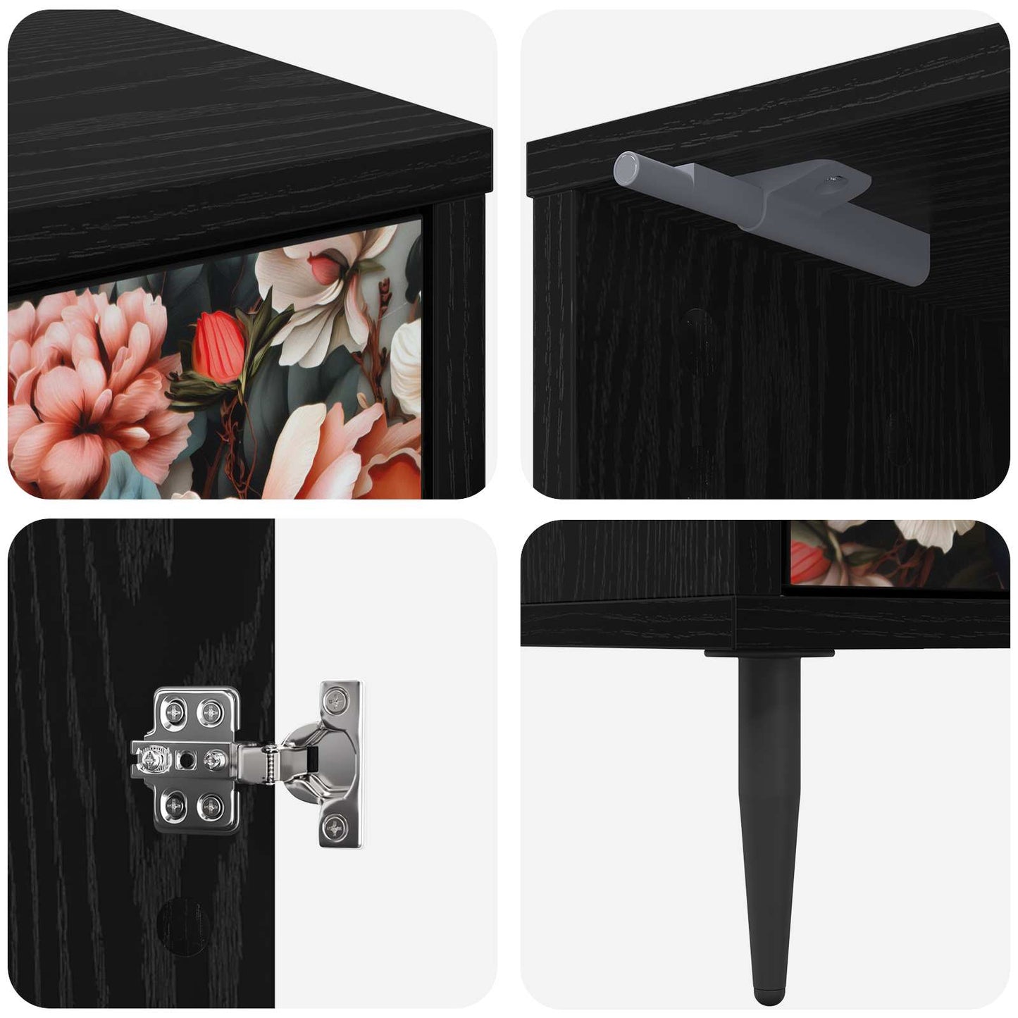 Bedside Cabinet BORNE Black Oak 36 x 33 x 51 cm Engineered Wood