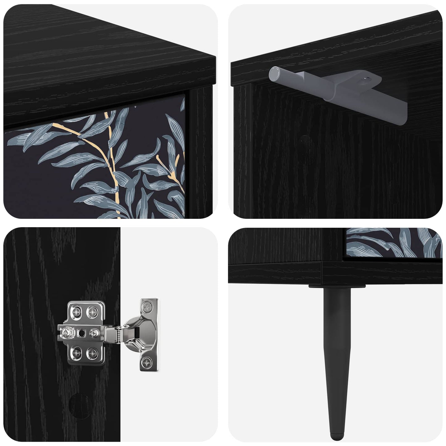 Bedside Cabinet DOKKUM 2 pcs Black Oak 36 x 33 x 51 cm