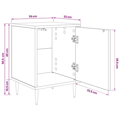 Bedside Cabinet ZAANDAM 2 pcs Black Oak 36 x 33 x 51 cm