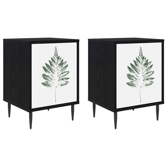 Bedside Cabinet HANAU 2 pcs Black Oak 36 x 33 x 51 cm