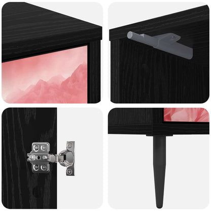 Bedside Cabinet AACHEN Black Oak 36 x 33 x 51 cm