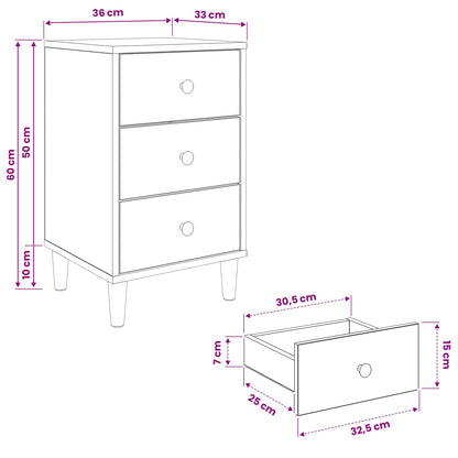 Bedside Cabinet ELBURG 2 pcs Sonoma Oak 36 x 33 x 60 cm
