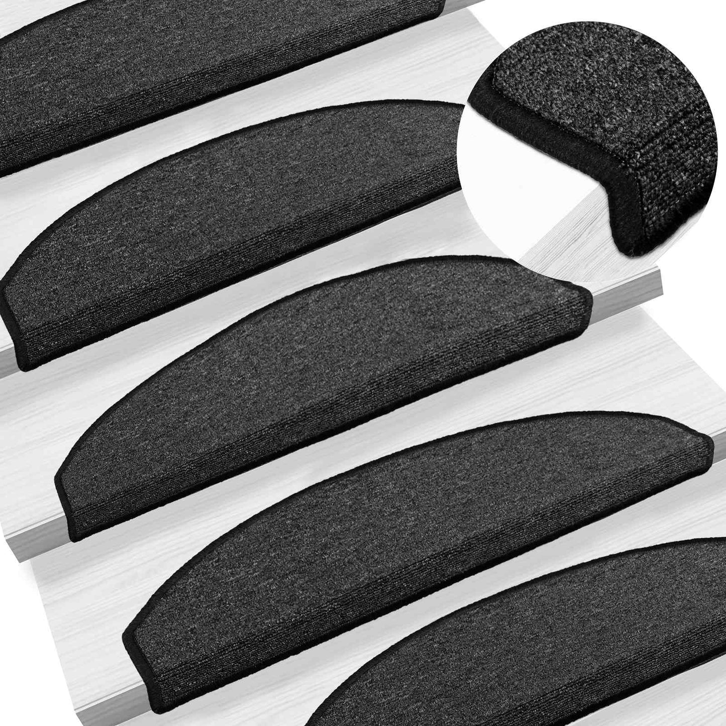 Self-adhesive Stair Mats 15 pcs 80 x 24.5 x 3.5 cm Anthracite