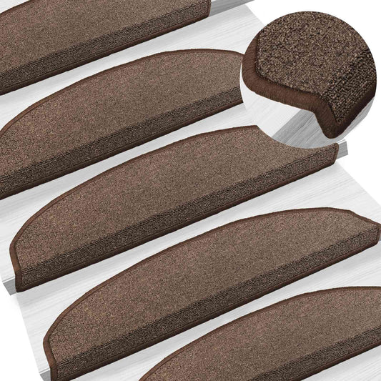 Self-adhesive Stair Mats 15 pcs 80 x 24.5 x 3.5 cm Coffee Brown