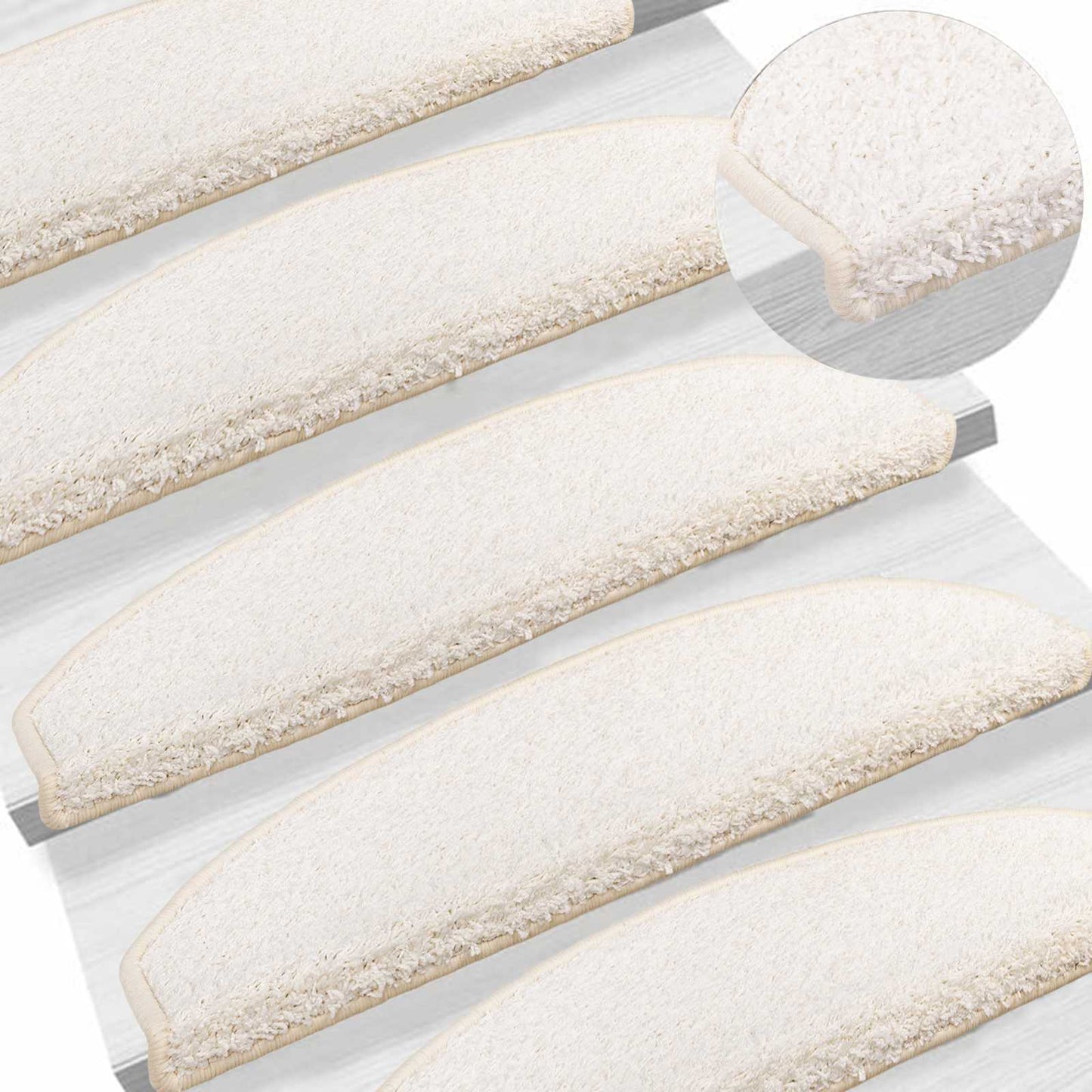 Self-adhesive Stair Mats 15 pcs 80 x 24.5 x 3.5 cm White