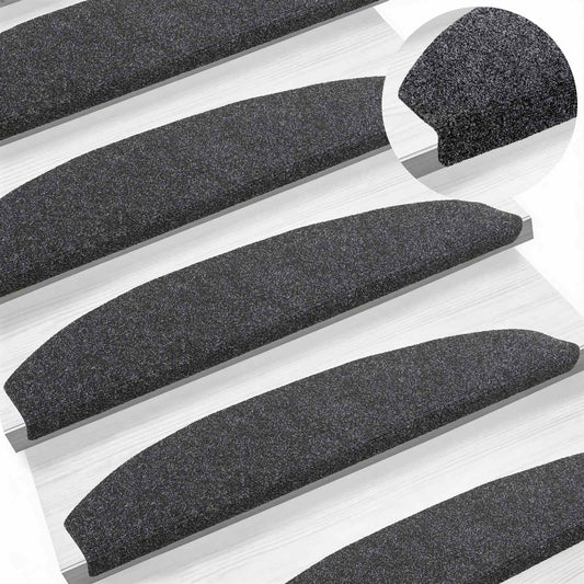 Self-adhesive Stair Mats 15 pcs 80 x 24.5 x 3.5 cm Dark Grey