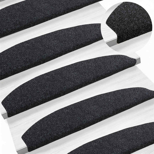 Self-adhesive Stair Mats 15 pcs 80 x 24.5 x 3.5 cm Black