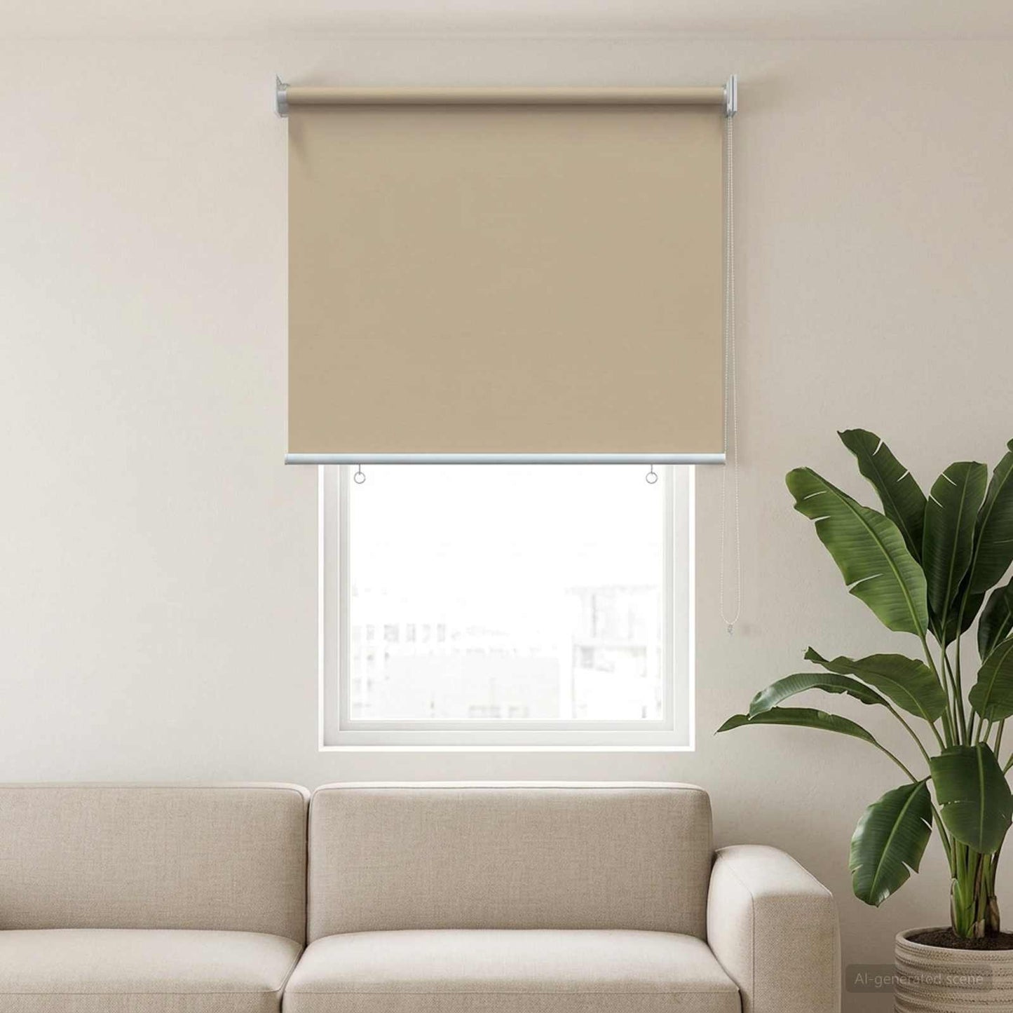 Outdoor Roller Blind UV Protection Beige 105 x 140 cm (W x H)