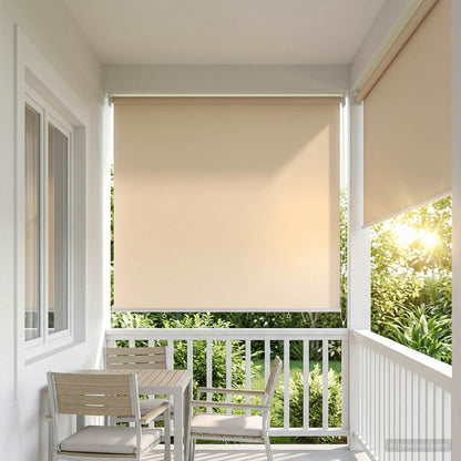 Outdoor Roller Blind UV Protection Beige 125 x 140 cm (W x H)