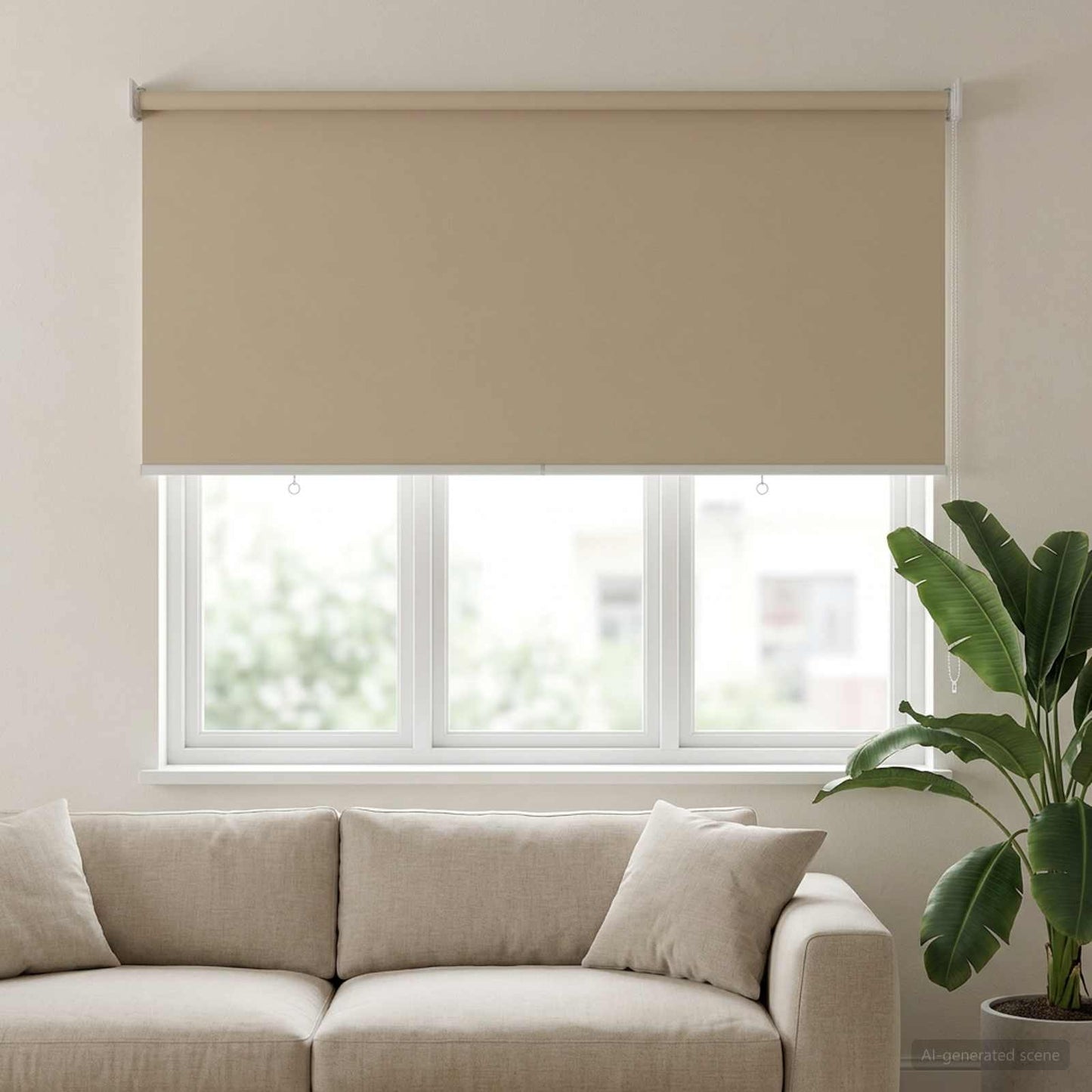 Outdoor Roller Blind UV Protection Beige 125 x 140 cm (W x H)