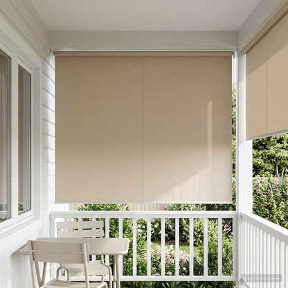 Outdoor Roller Blind UV Protection Beige 165 x 140 cm (W x H)